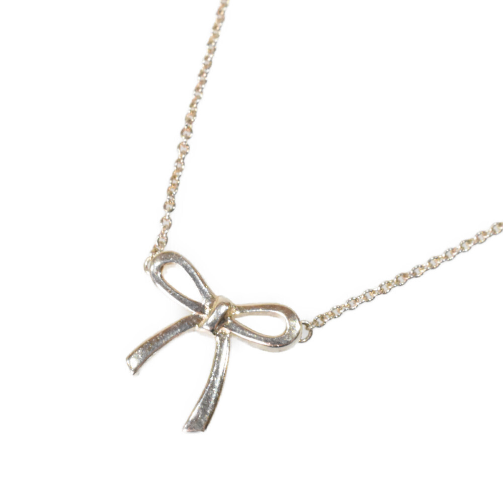 TIFFANY Co Bow Ribbon Necklace Silver Bag Accessory the